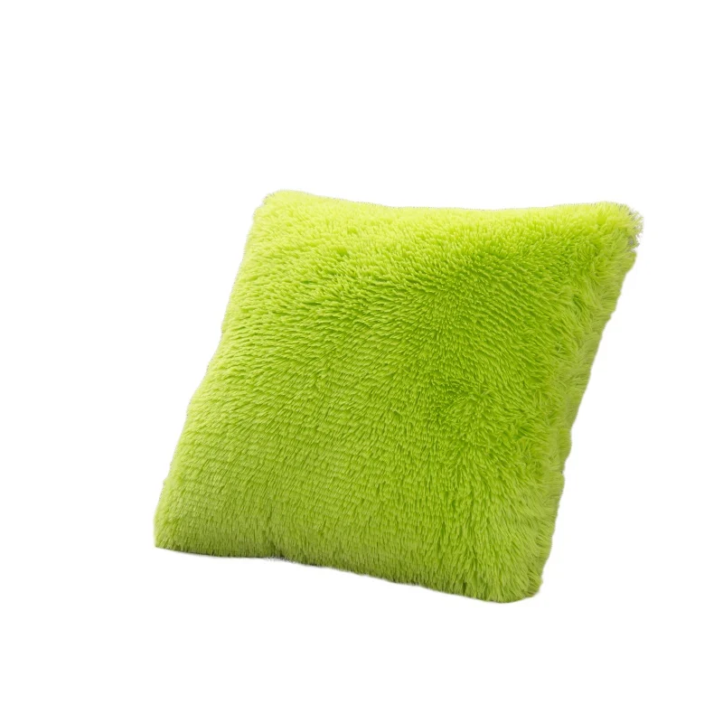 Soft Plush Bedroom Decorative Pillow Case Square Pillow Cover Plush solid color For Living Room TV Backdrop Decora Hot - Цвет: Green