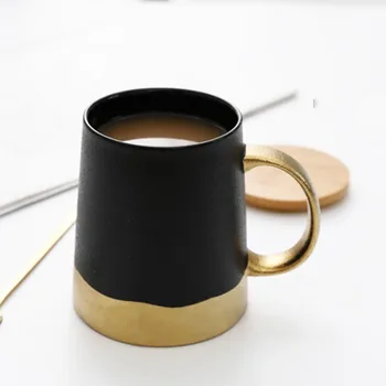

380ml Nordic Style Coffee Mug Ceramic Glazed Gold Handle Mugs Master Water Cup Breakfast Milk Cups Drinkware Teaware As Gifts