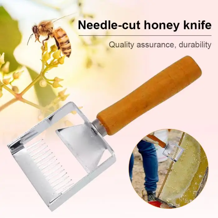 Нержавеющая сталь разворачивающая Вилка Нож-скребок для пчеловодов лопатой инструмент пчеловода с деревянной ручкой ALI88