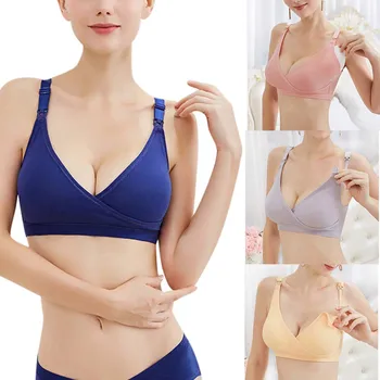 

Women Nursing Bra Breastfeeding Cotton Solid Wirefree Underwear Sujetadores Premama Comfor Things For Pregnant Women M-3XL 2019