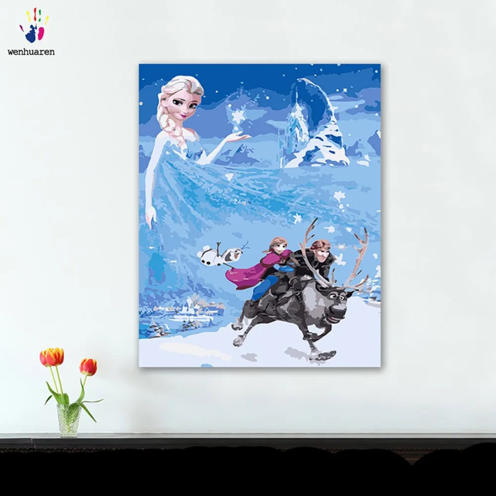 

DIY colorings pictures by numbers with colors Frozen Aisha and Kristoff picture drawing painting by numbers framed Home