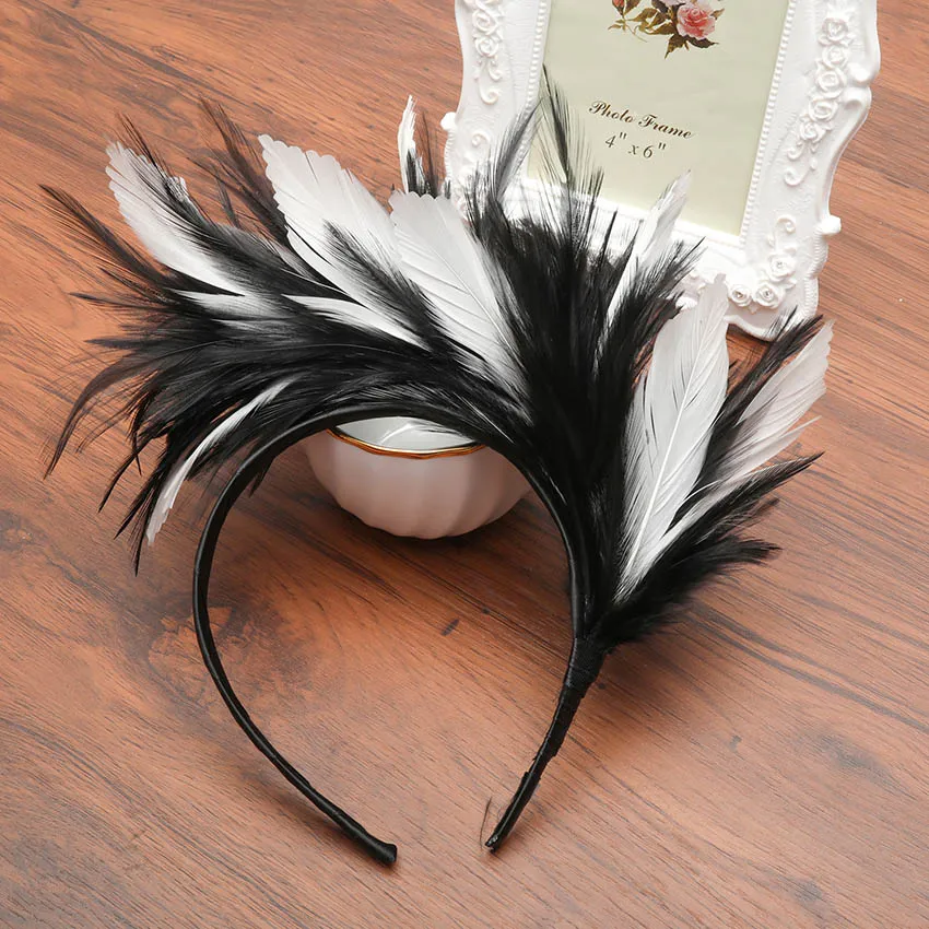 Levao, Женская повязка на голову с перьями на Хэллоуин, головные уборы, вечерние аксессуары для волос, заколка с перьями лебедя, ободок для волос