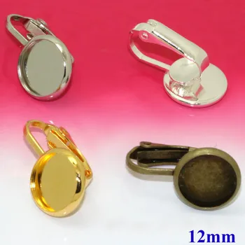 

Blank Round Bezel tray New Style Non Pierced Clip Hook Earrings Bases Cabochons Ear Clip Wired Earrings Settings DIY Findings