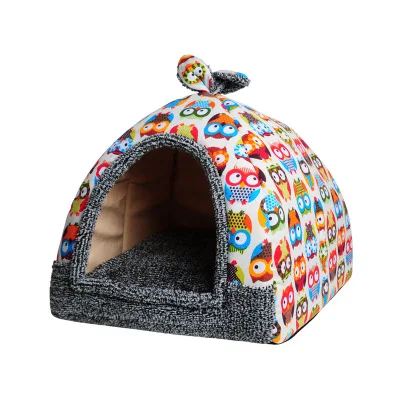 5 цветов модный домик для собак ацтекский Ретро съемный чехол коврик для собак Мягкая кровать и диван согревающий для маленьких собак кошек гнездо зимняя Конура - Цвет: Owl