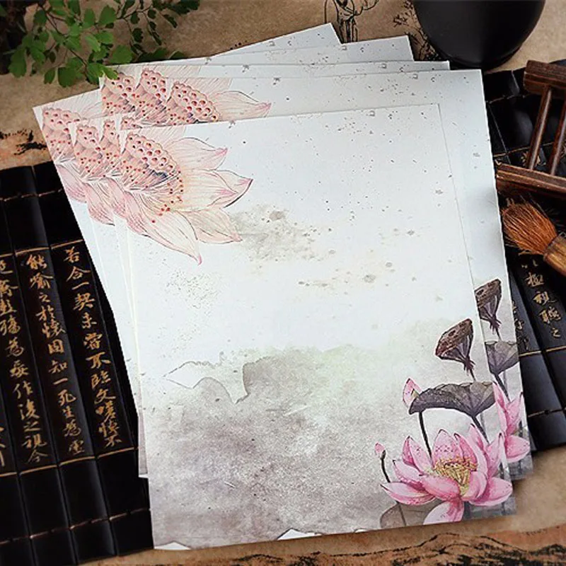 8 шт./партия, Винтажный конверт в китайском стиле, бумага с милыми цветочными буквами для детских канцелярских принадлежностей - Цвет: 3. Lotus