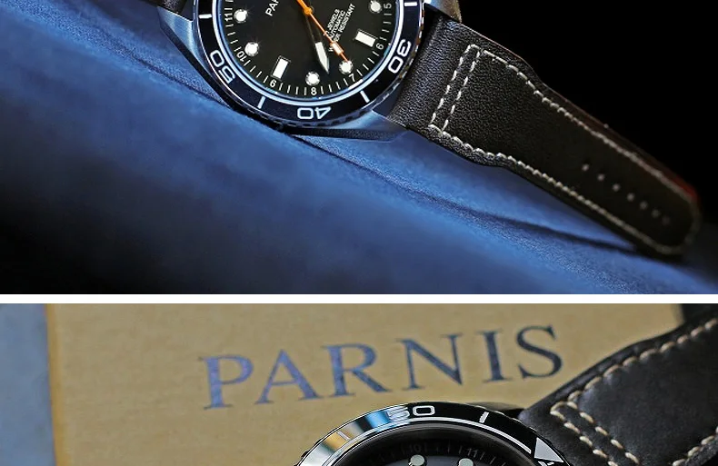 45 мм Parnis механические часы водонепроницаемые автоматические часы керамические ротатизированные Безель 5ATM сапфировые наручные часы для мужчин