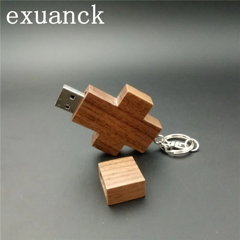 exuanck Customize Logo Artwork Cross Red Wood USB 3.0 Flash Drive Memory Stick 8GB 16GB 32GB 64GB (30pcs free logo) jump drive