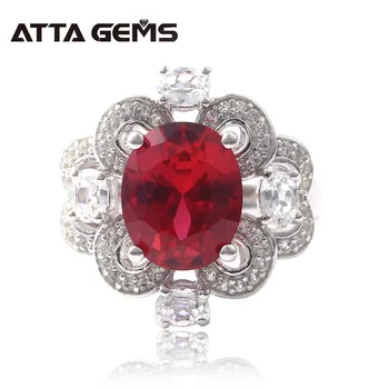 

Ruby Sterling Silver Rings for Women Created Ruby 5.6 Carats Romantic Style Wedding Rings Top Quality Jewelry Luxury Rings