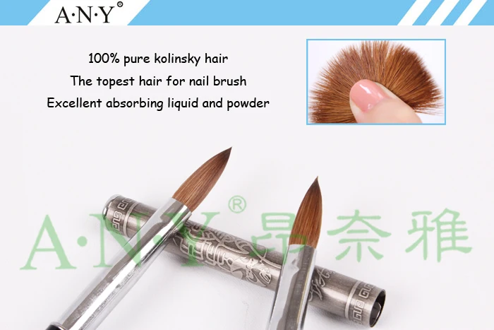 Горячая Высокое качество ANGNYA металлическая ручка овальная акриловая кисточка для ногтей KOLINSKY 8#10# инструмент для ногтей одна штука