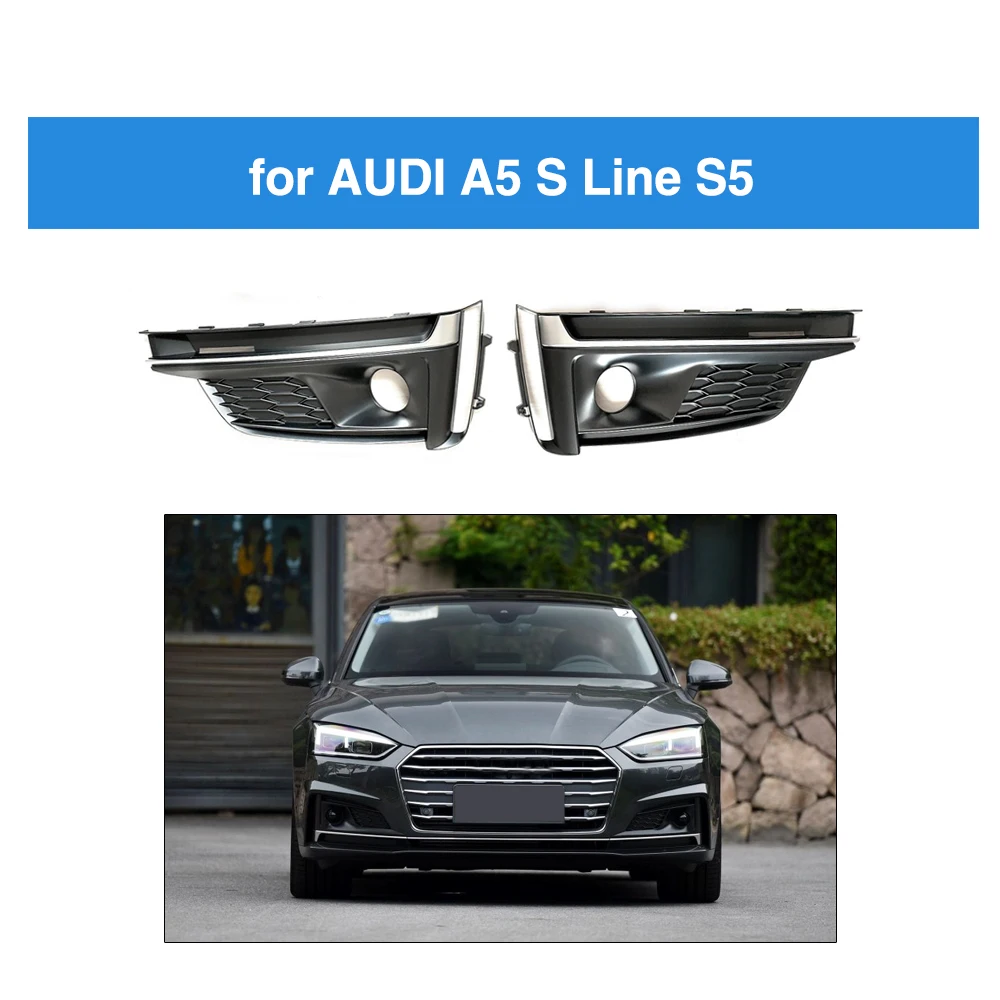 

For Audi A5 sport S5 Sline Front Left/Right Lower Bumper Car Fog Light Cover Vent Grille Side Insert Grille Auto Hoods 2009-11
