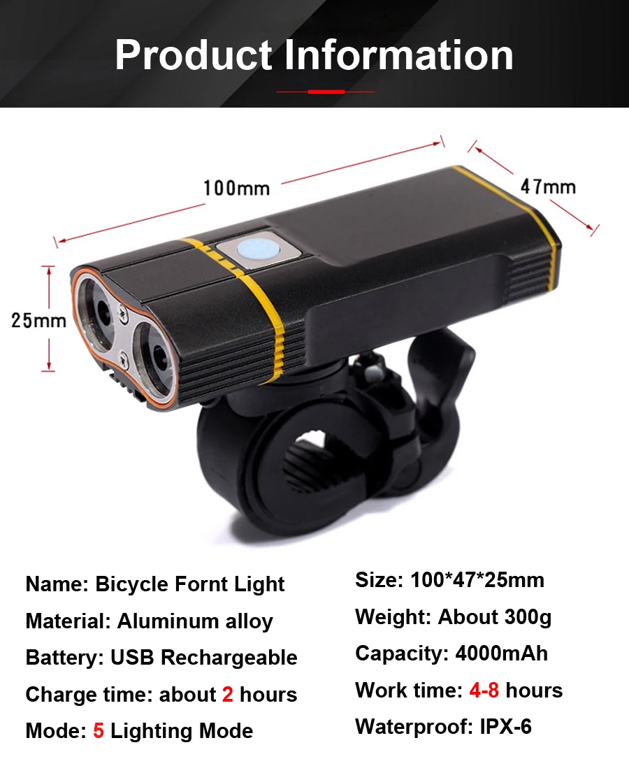 2400LM велосипед свет 2x XML-L2 светодиодный фонарик для велосипеда свет с USB перезаряжаемая батарея Велоспорт передний свет+ крепление на руль