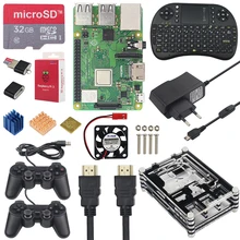 Raspberry Pi 3 игровой комплект + 16 32 Гб sd-карта + мини-клавиатура + игровой контроллер + чехол + мощность + радиатор + HDMI кабель для RetroPie