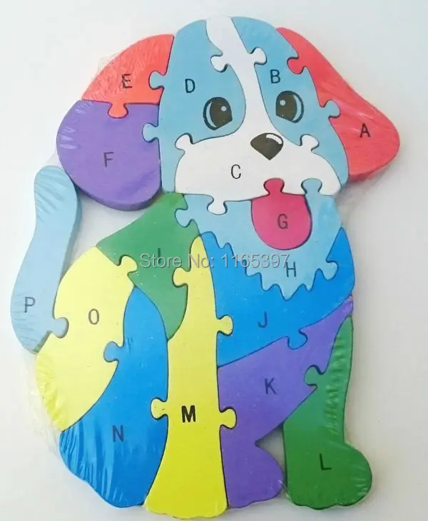 wooden jigsaw puppy puzzle with numbers and letters colorful educational toy-1