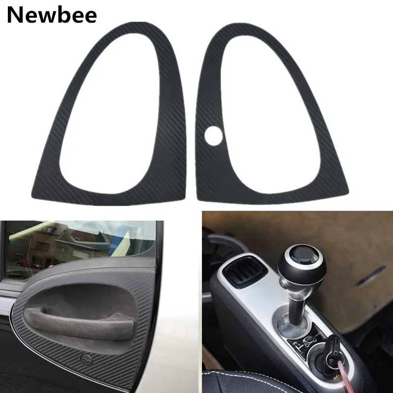 

Newbee Carbon Fiber Door Handle Cover + 3D Gel Gear Shift Knob Panel Sticker Decor For BENZ SMART FORTWO 451 BRABUS 2007-2014