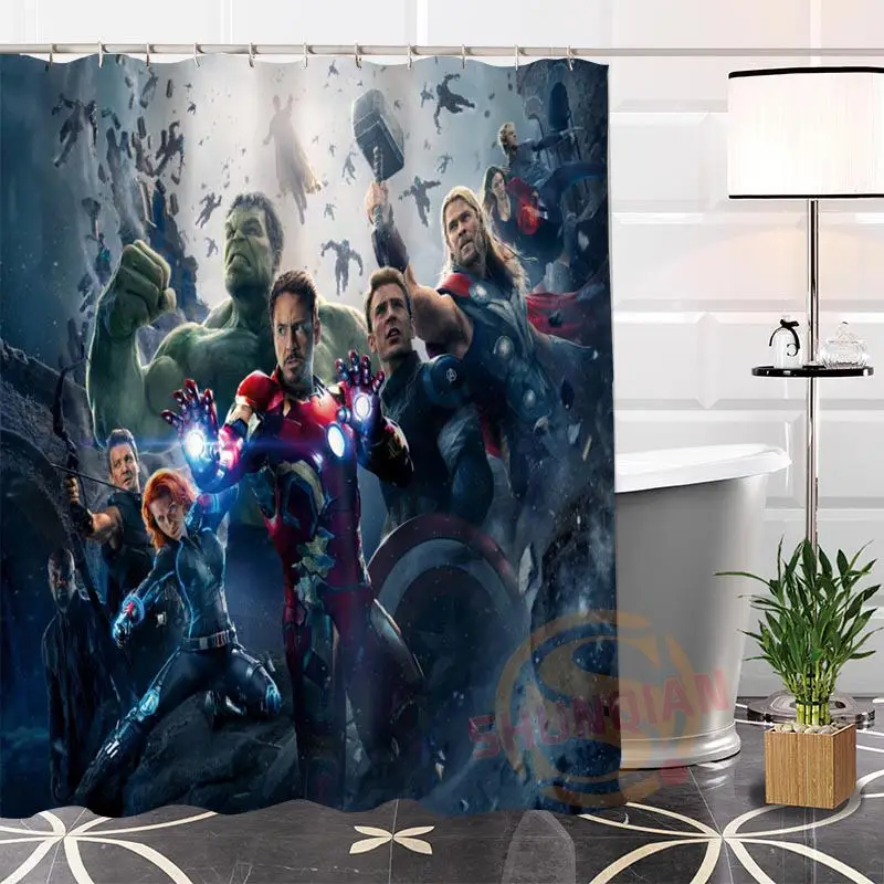 Горячее новое поступление Современные пользовательские Marvel Heroes@ 1 ткань полиэстер занавеска для душа Ванная комната Водонепроницаемый популярный H0223-61 - Цвет: Зеленый