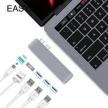 EASYA Thunderbolt 3 кабель-Переходник USB C на HDMI адаптер 5-в-1 Тип usb C концентратор подключающийся аппаратный ключ с USB 3,0 PD для нового MacBook Pro