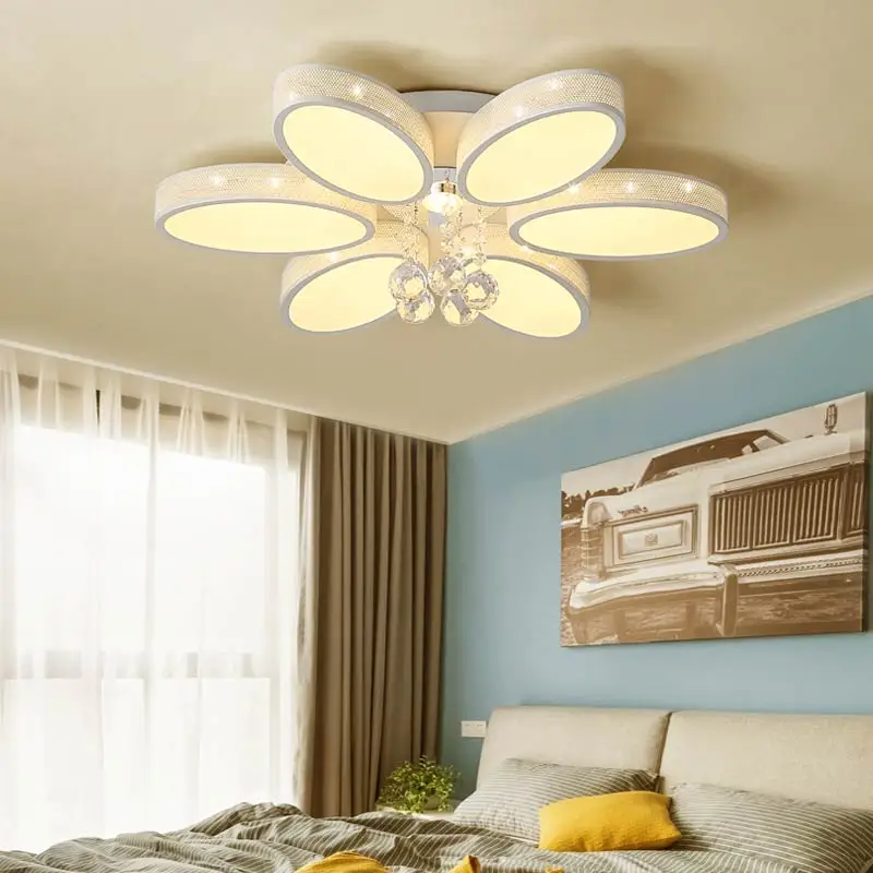  Modern Crystal Chandelier With Remote Control White Acrylic Lamp Living Room Kitchen Foyer Lustre D - 32880972663