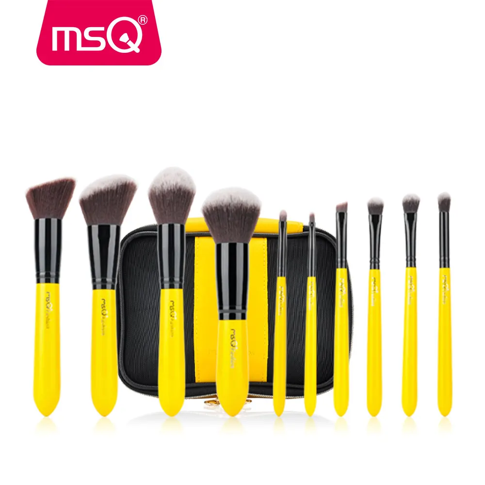 

MSQ 10pcs Pro Makeup Brush Set Face Basic Brush Blending Eyeshadow Lip Make Up Brush Kit Soft Synthetic Hair Cosmetics Tool