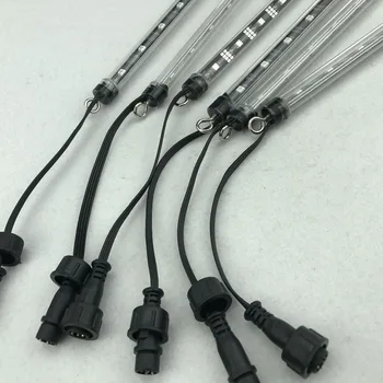 

16mm DC12V addressable 1.5M long 3D SK6812 RGB meteor tube light;96pcs SK6812 LEDs/48pixels;with 4 core 13.5mm male connector