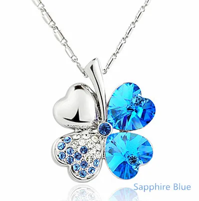 

Austrian Crystal 4 four Leaf Leaves Clover pendant necklaces charms women accessories quality fashion jewelry