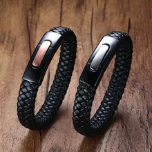 ZORCVENS классический мужской кожаный браслет простой замок из нержавеющей стали розового золота нейтральные аксессуары ручной плетеные украшения подарки