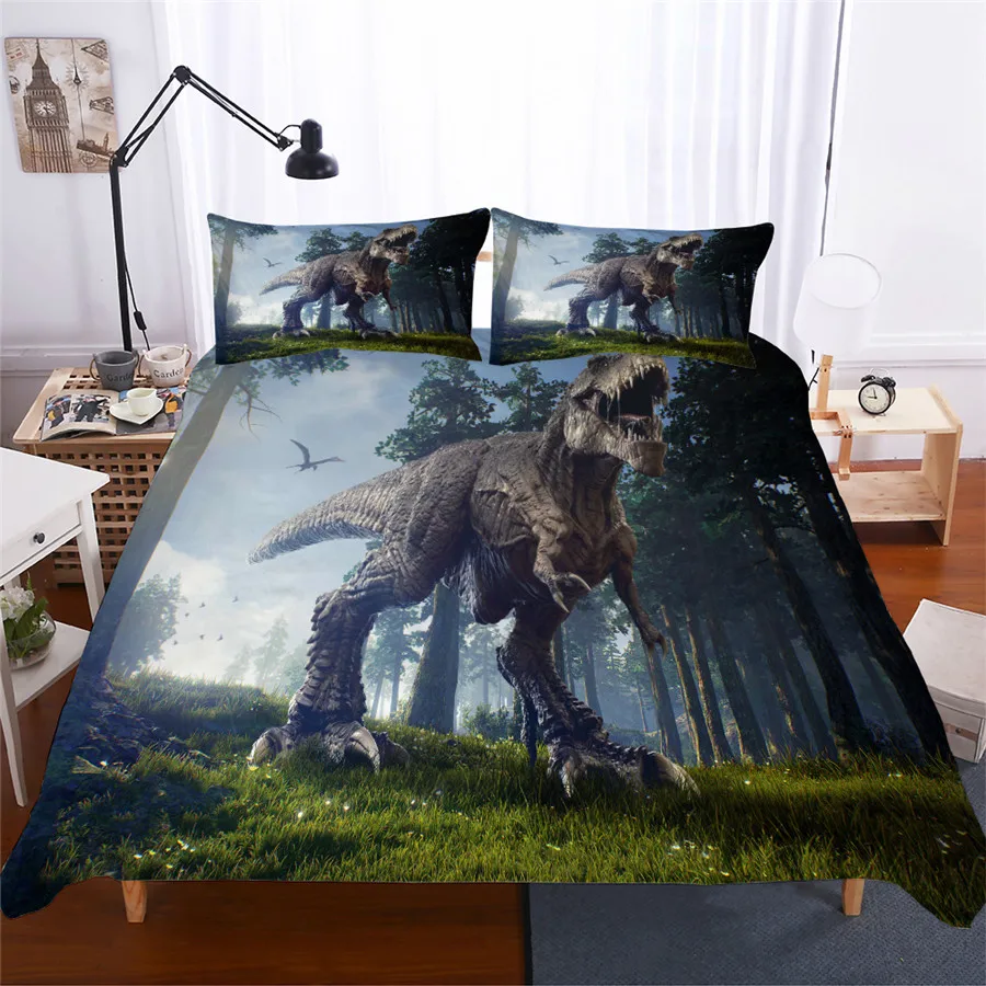 HELENGILI 3D комплект постельного белья Парк Юрского периода Динозавр принт пододеяльник набор постельного белья с наволочкой набор домашнего текстиля# DG-18