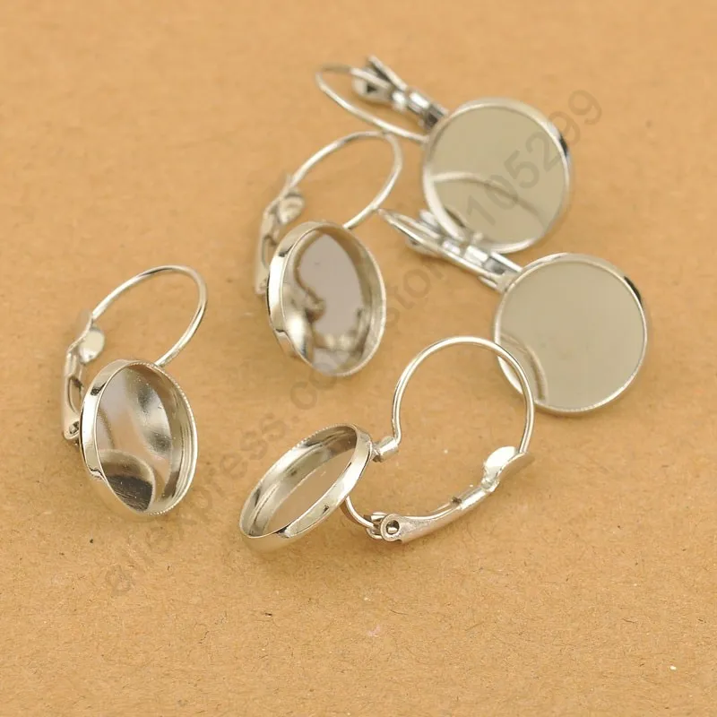 

50PCS Lot White Gold Plated Lever Back Earwires Jewelry Earring DIY Making Accessories Finding Accessories For Crystal Dia. 12mm