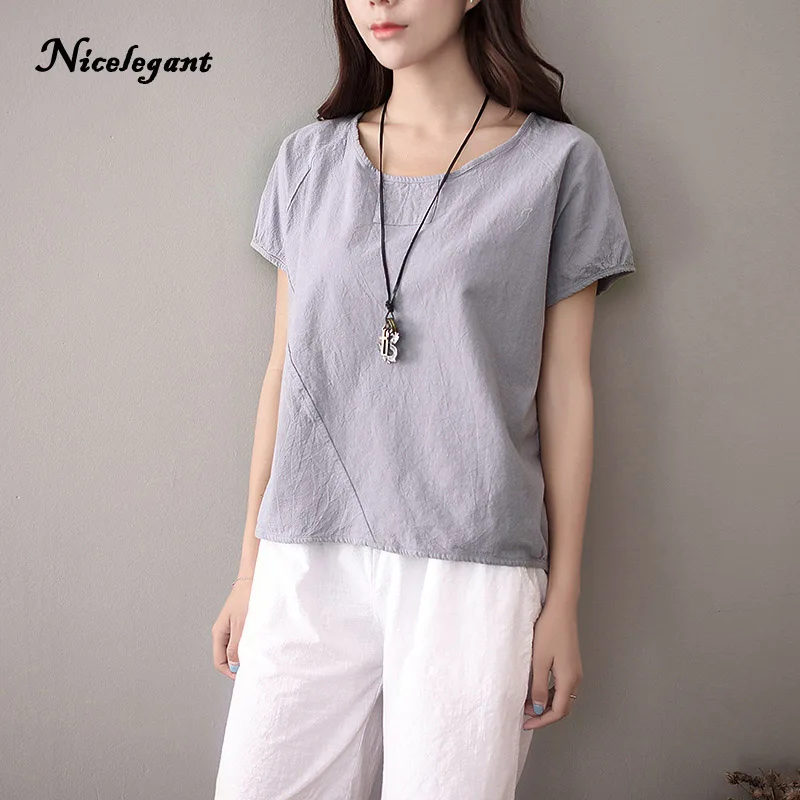 Nicelegant 2018 Autumn Summer T shirt Women Art Solid Original Loose ...