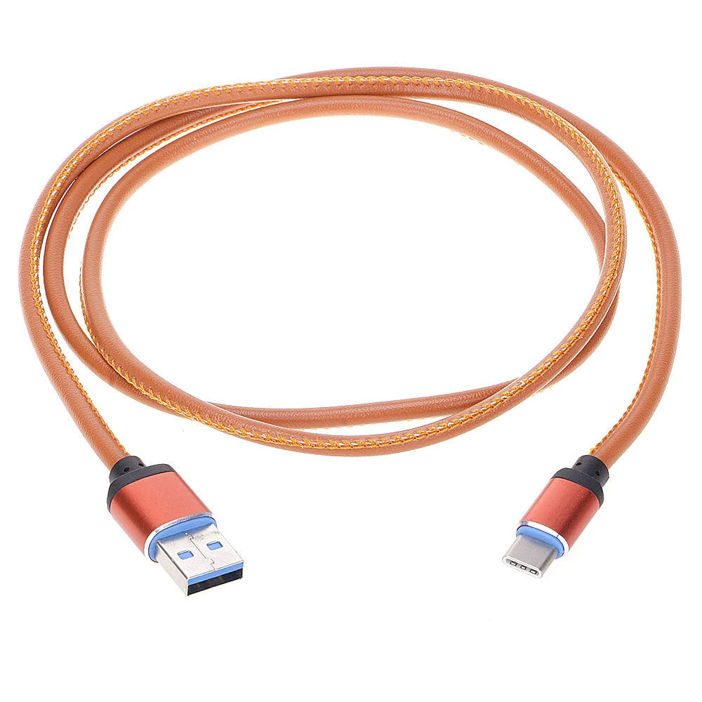

USB-C Type C Male to USB Fast Charging Leather Cable For Mac Nexus 6P 5X HUAWEI