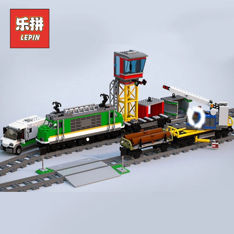 

Lepin New City 02118 the Cargo RC Train Set Compatible 60198 Remote Control Power Train with Rails Building Blocks Bricks Toys