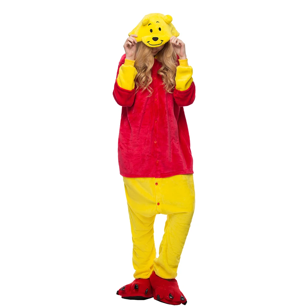 

Adult Kigurumi Animal Pajama Sets Pyjamas Women Pijamas Winnie Bear Sleepwear Night Suit One Piece Winter Warm Wear