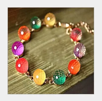 Whole Fashion Jewelry Golden Sweet Crystal Beads Bracelet Whole Fashion Jewelry Golden Sweet Crystal Beads Bracelet Colorful Candy Bracelets Beaded