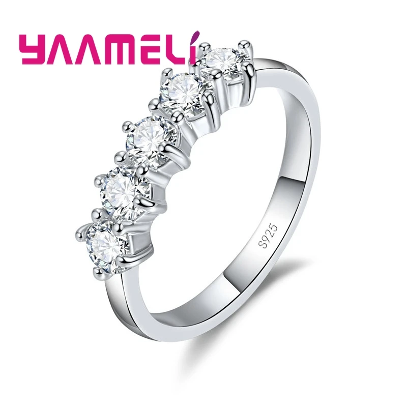 

Charm 925 Sterling Silver Wedding Engagement Rings For Women Bridal Jewelry Cubic Zircon Crystal Proposal Ring Bijoux