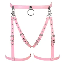 Розовый кожаный ремень с ремнем на талию в стиле панк, готика, ремень для ног, ремень-подвязка, бондаж, регулируемый пояс с круглым кольцом, фетиш, фестивальный Рейв, нижнее белье