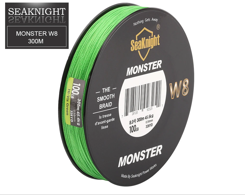 SeaKnight W8 Fishing Line 8 Strands Multifilament Fishing PE Line 8 Weaves Strong Braided Wire 20LB 40LB 80LB 100LB 300M