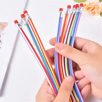

10pcs Colorful Magic Bendy Flexible Soft Pencil with Eraser Student Pen Kawaii School Stationery Office Writing Supplies Kid gif