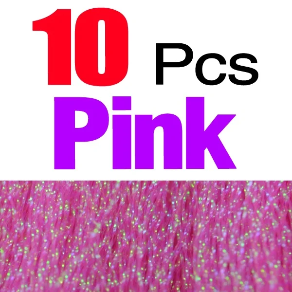 10 упаковок Кристалл голографическая Flashabou Кристалл Вспышка мишура материалы для завязывания мушек витые нити крылья с мишурой хвост, для рукоделия 7 цветов - Цвет: 10Pcs Pink