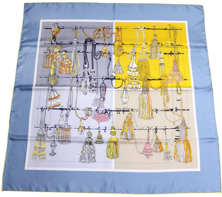 

Curtain Tassel Silk Twill Women's Scarf New Fashion Square Scarves Shawl Neck Wear Accessory Beach 90x90cm FJ121