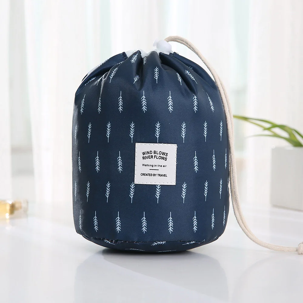 Blue feather Горячая Распродажа, круглая Водонепроницаемая косметичка для макияжа, дорожная косметичка, органайзер, косметички для туалетных принадлежностей, косметички для женщин, Дамская коробка, Neceser - Цвет: Blue feather