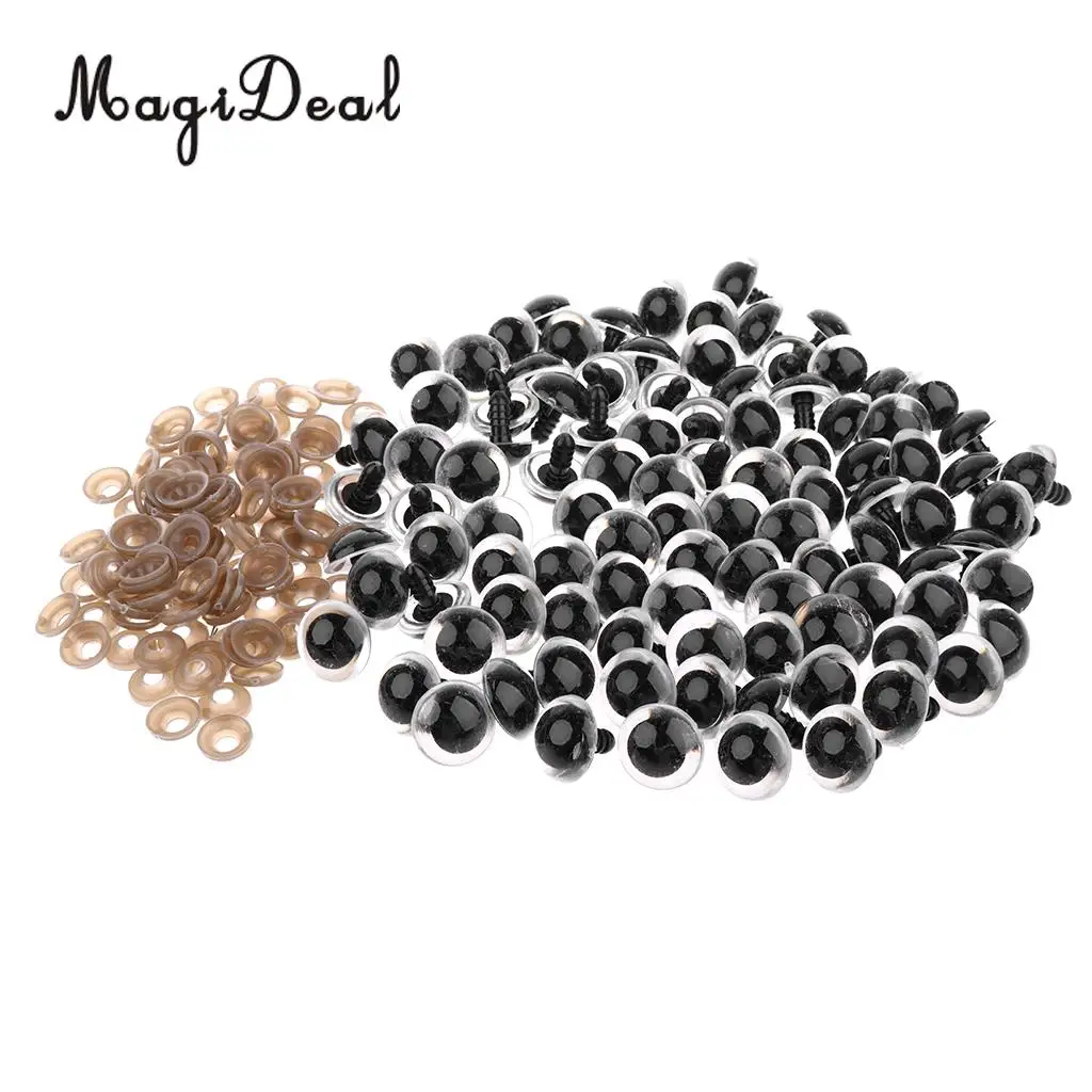 100x Plastic Clear Safety Eyes with BACKS for Bear Dog Animal DIY Doll Manufacture Craft Children Girls Toys