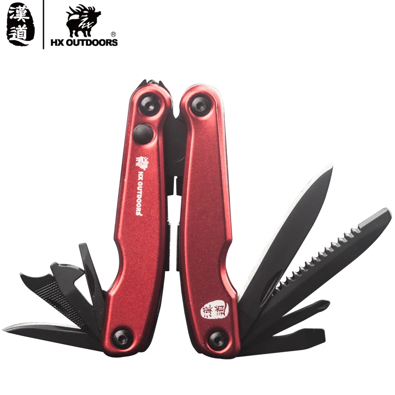 

HX OUTDOORS mini multi pliers 12 in 1 with LED lights red pliers screwdriver camping survival climbing knife pocket cutting tool