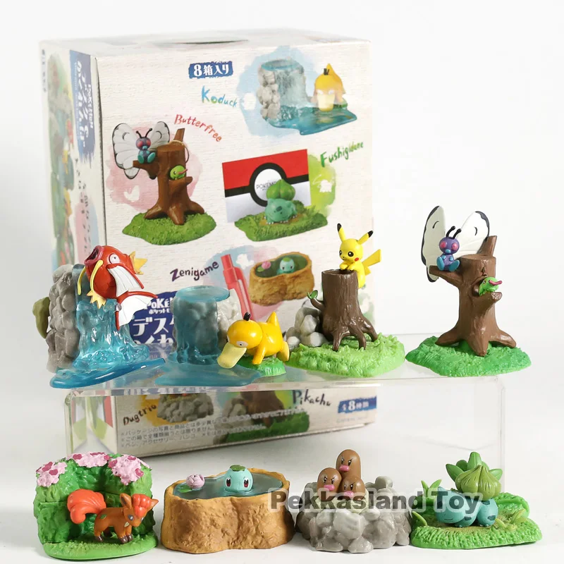 

8pcs/set Pikachu Forest Psyduck Vulpix Squirtle Magikarp Bulbasaur Butterfree Dugtrio PVC Desktop Figures Toys