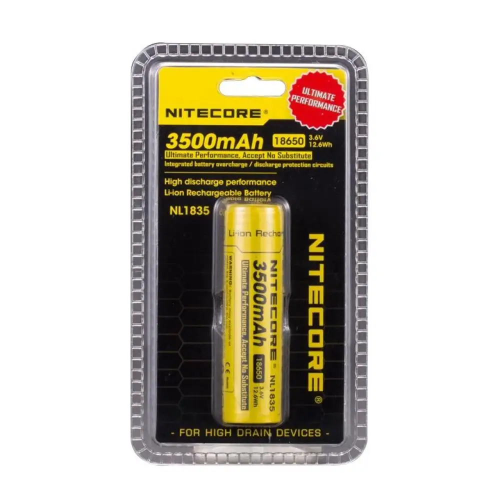 Nitecore NL1835 18650 3500 мАч(новая версия NL1834) 3,7 в Вт перезаряжаемый литий-ионный аккумулятор высокого качества с защитой