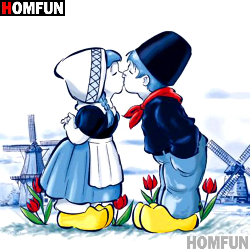 Homfun Full Square/Round Drill 5D DIY Diamond Painting &quotCartoon couple&quot 3D Embroidery Cross Stitch Home Decor Gift A12505 | Дом и сад