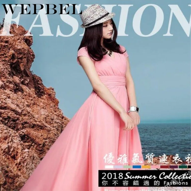 WEPBEL женское элегантное вечернее платье с высокой талией, вечернее платье, женские шифоновые макси длинные платья размера плюс S-5XL