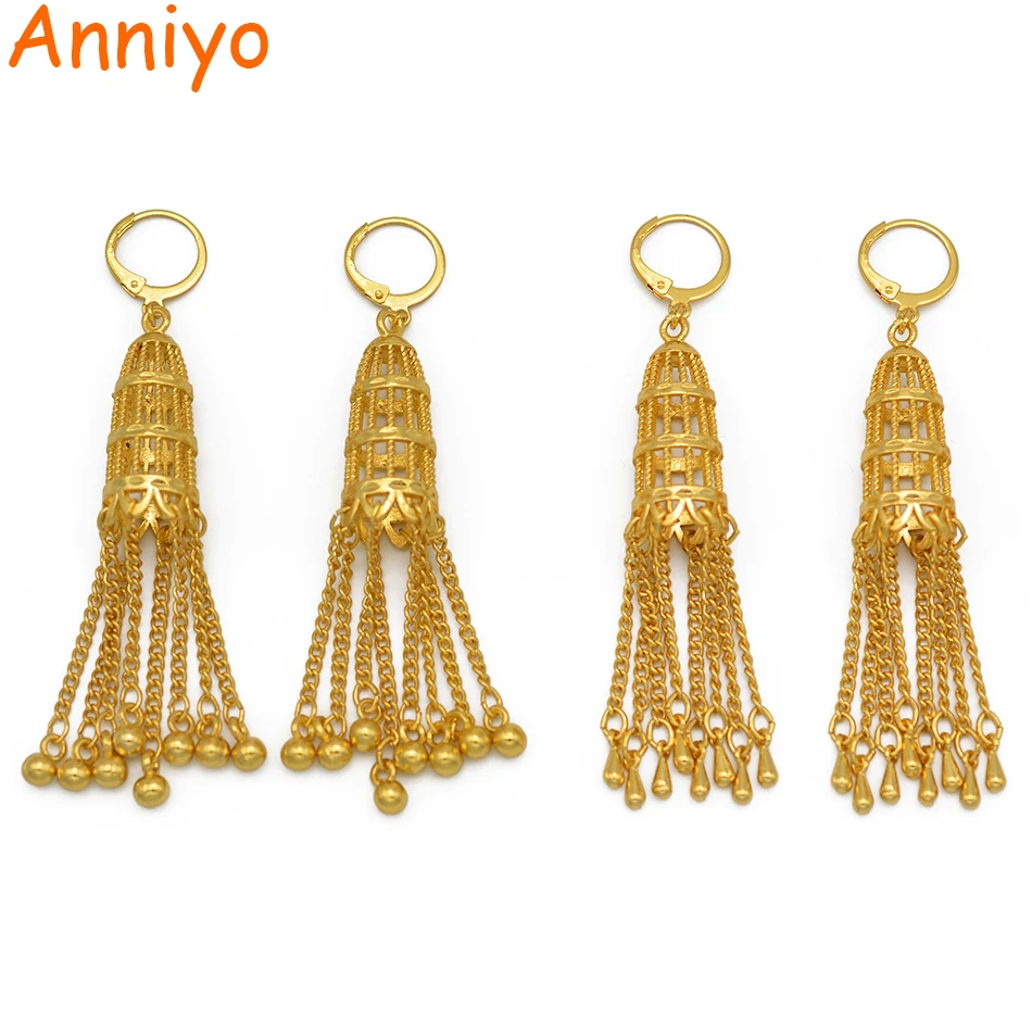 Anniyo(1 пара) Серьги dubai для Для женщин золотые шорты для девочек с Цвет арабских и Ближнего Востока Этнические украшения в африканском стиле модель серьги#208506