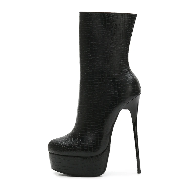 Woman Female Round Toes Mid Calf Boots Black Plus Size Autumn Winter Zips Lady Shoes Soft Leather Boots Shoes Women DB0056