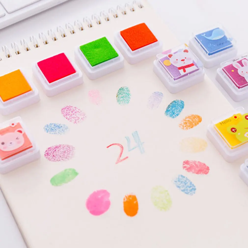 Детская цветная Штемпельная краска для пальцев, набор 12 цветов, подарок для штамп для детей, DIY Art
