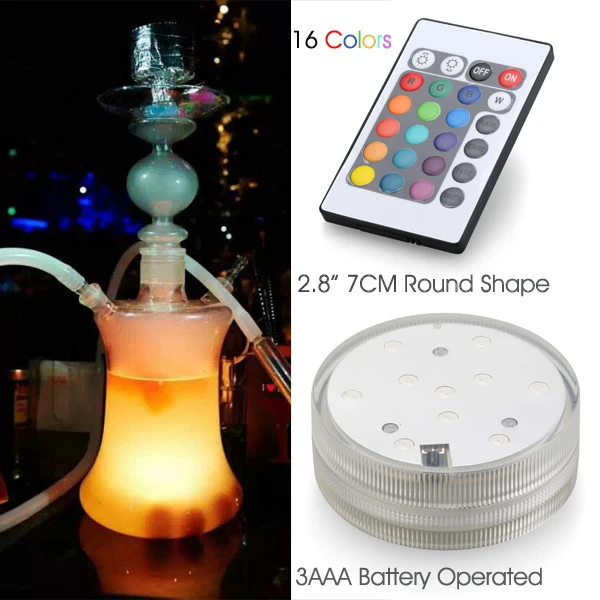 Wedding Party Events Decoration White/ Warm RGB Multicolors Submersible LED Light Base Shisha Hookah Lighting | Освещение