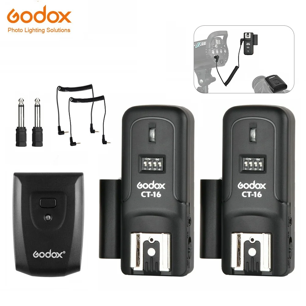 

Godox CT-16 16 Channels Wireless Radio Flash Trigger Transmitter + 2x Receiver Set for Canon Nikon Pentax Studio Speedlite Flash